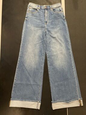 Light Blue women’s Denim Jeans - cuffed wide leg